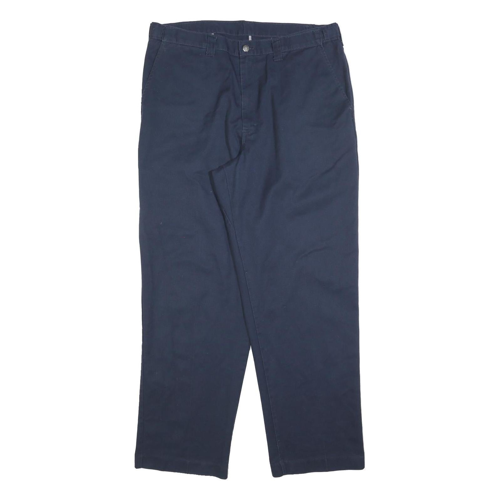 DICKIES Mens Cotton Navy Regular Straight Trousers W38 L32 Workwear Zip Closure