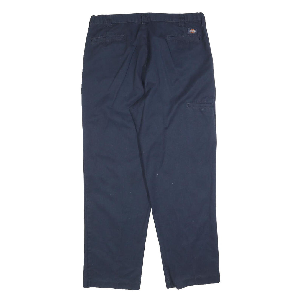 DICKIES Mens Cotton Navy Regular Straight Trousers W38 L32 Workwear Zip Closure
