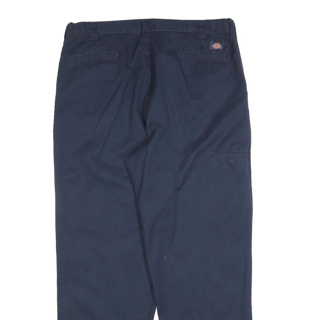 DICKIES Mens Cotton Navy Regular Straight Trousers W38 L32 Workwear Zip Closure