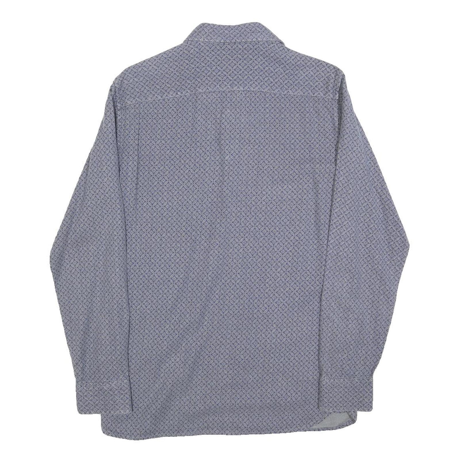 NAVYBOOT Mens Blue Shirt S Cotton Blend Patterned Long Sleeve Button Closure