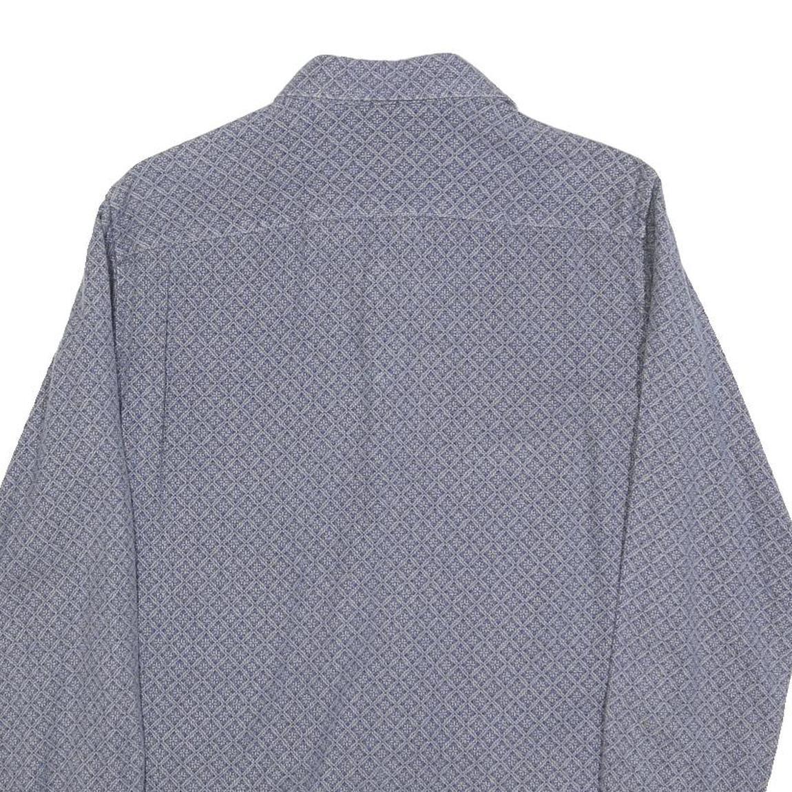 NAVYBOOT Mens Blue Shirt S Cotton Blend Patterned Long Sleeve Button Closure