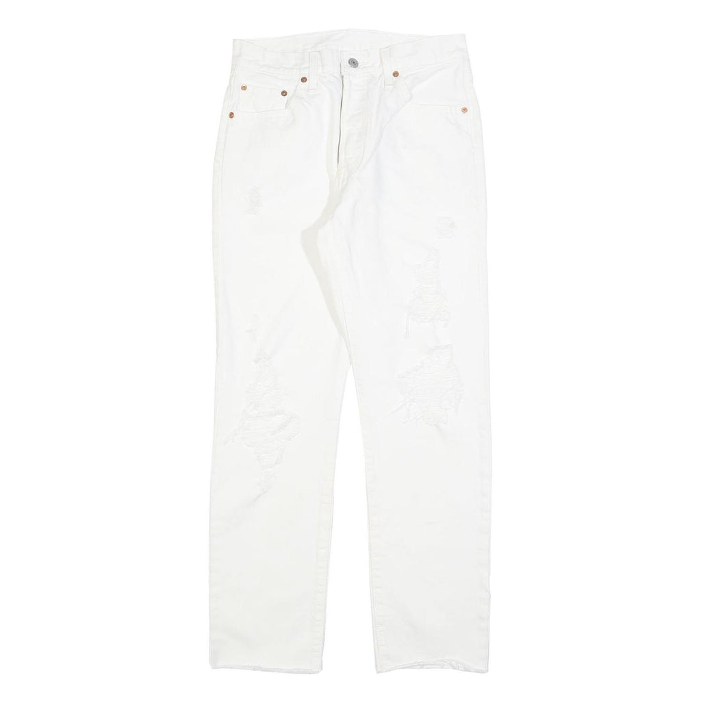 LEVI'S 501 Womens Jeans White Regular Straight Denim Raw W29 L30 Button Closure