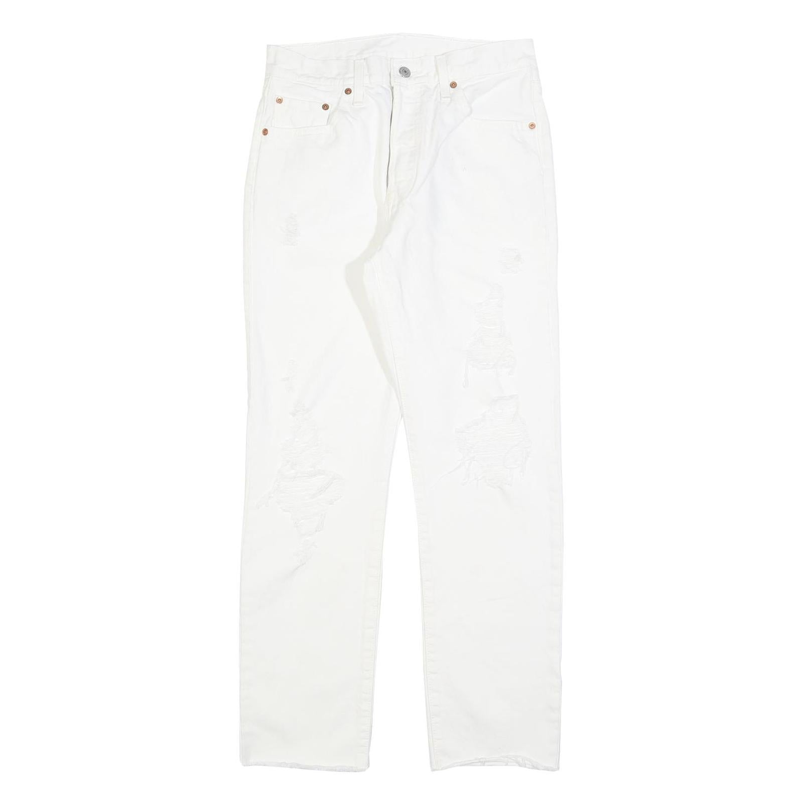 LEVI'S 501 Womens Jeans White Regular Straight Denim Raw W29 L30 Button Closure