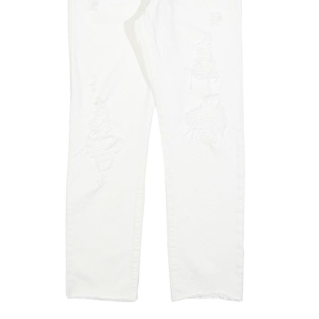 LEVI'S 501 Womens Jeans White Regular Straight Denim Raw W29 L30 Button Closure