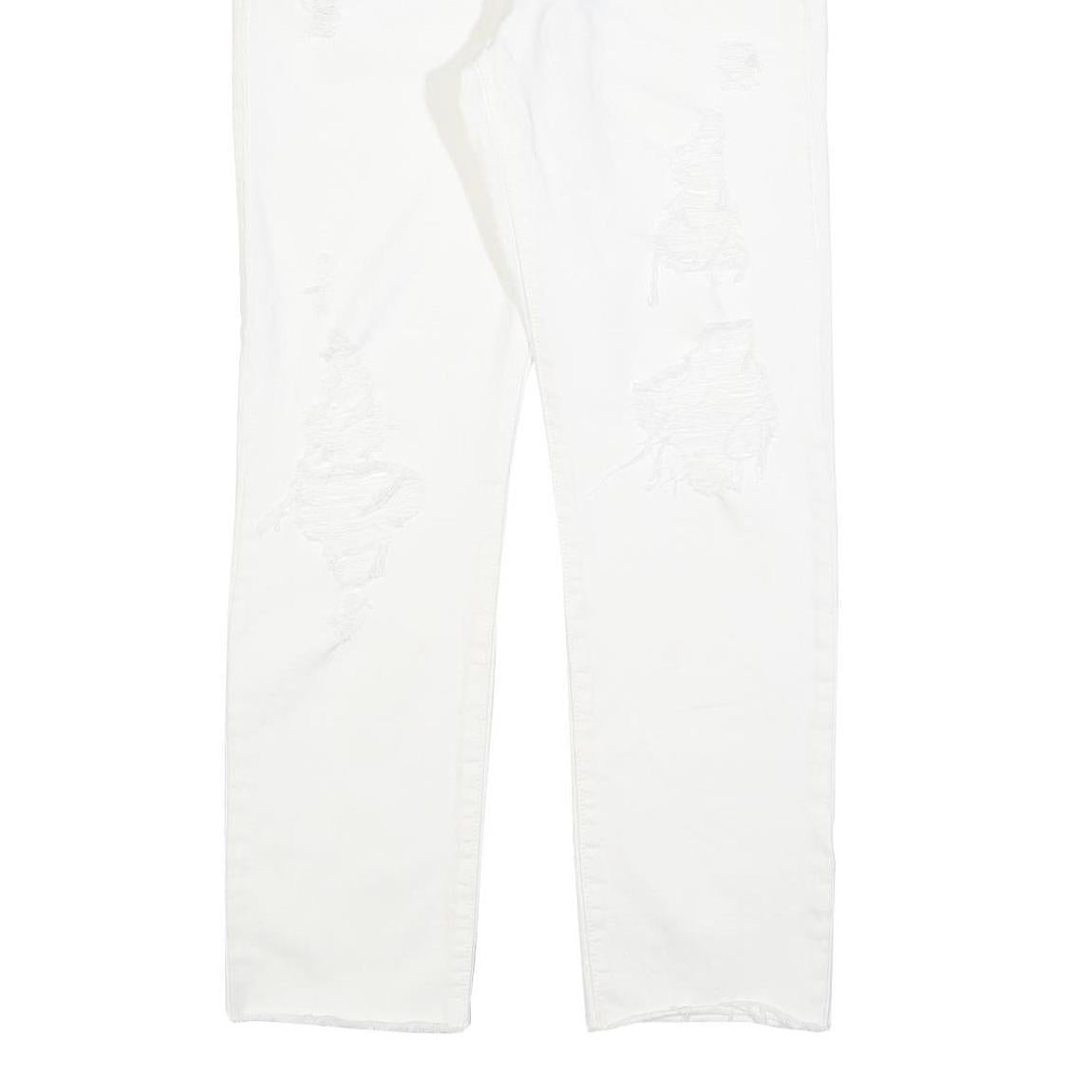 LEVI'S 501 Womens Jeans White Regular Straight Denim Raw W29 L30 Button Closure