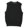 NAUTICA Mens Black Plain V-Neck Basic Knit M Sleeveless Cotton Blend Jumper Vest