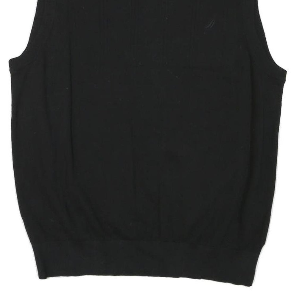 NAUTICA Mens Black Plain V-Neck Basic Knit M Sleeveless Cotton Blend Jumper Vest