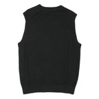 NAUTICA Mens Black Plain V-Neck Basic Knit M Sleeveless Cotton Blend Jumper Vest