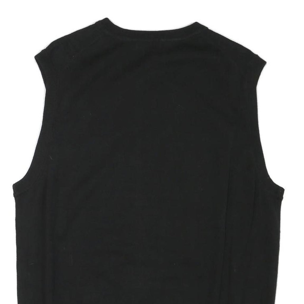 NAUTICA Mens Black Plain V-Neck Basic Knit M Sleeveless Cotton Blend Jumper Vest