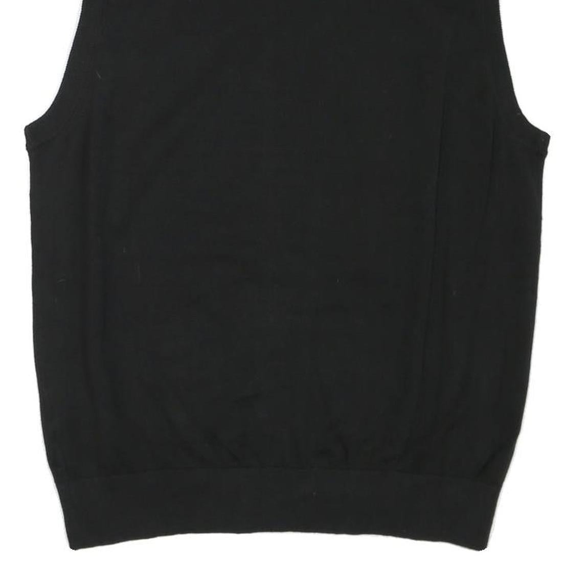 NAUTICA Mens Black Plain V-Neck Basic Knit M Sleeveless Cotton Blend Jumper Vest