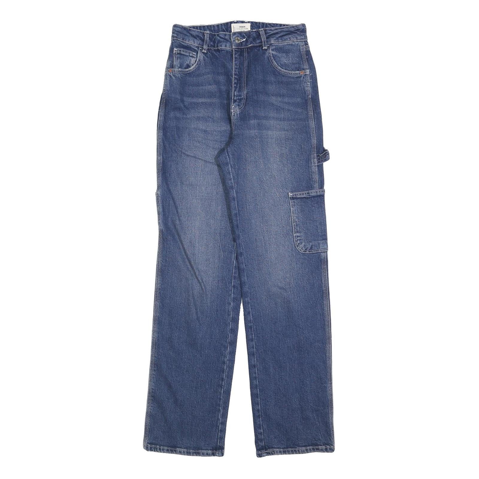 TALLY WEIJL Womens Blue Regular Straight Denim Jeans W28 L32 Utility Cargo Style
