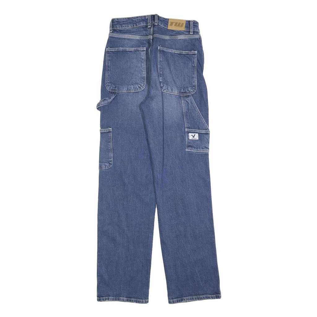 TALLY WEIJL Womens Blue Regular Straight Denim Jeans W28 L32 Utility Cargo Style