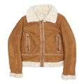 CHARLOTTE RUSSE Womens Brown Faux Shearling Zip Jacket M Polyester Blend