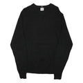 COLUMBIA Mens Black Plain Cotton Blend Jumper Crew Neck Basic Knit M Casual Warm