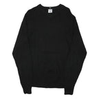 COLUMBIA Mens Black Plain Cotton Blend Jumper Crew Neck Basic Knit M Casual Warm