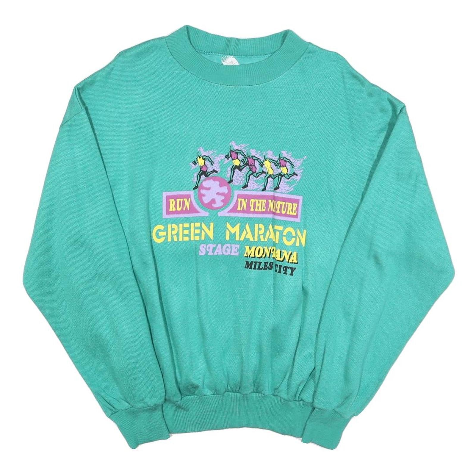 Womens Green Sweatshirt Run In The Nature Green Maraton Crew Neck M Casual