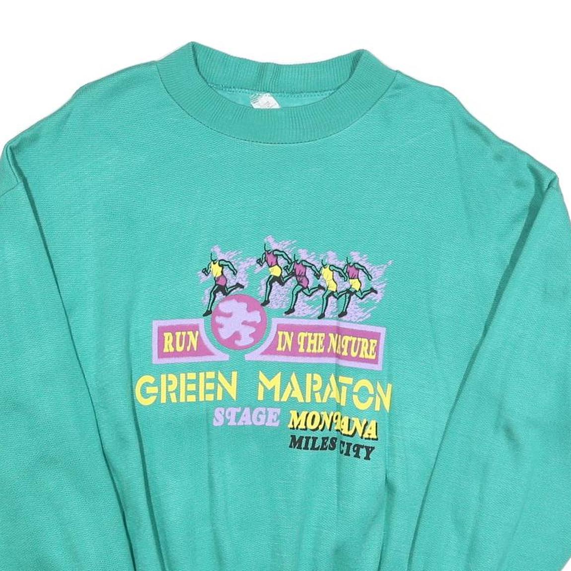 Womens Green Sweatshirt Run In The Nature Green Maraton Crew Neck M Casual