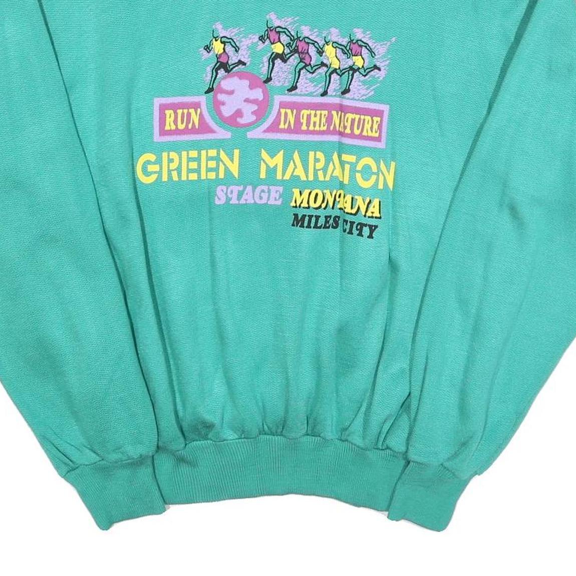 Womens Green Sweatshirt Run In The Nature Green Maraton Crew Neck M Casual