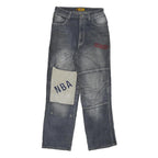 EONTO Mens Regular Fit Denim Blue W28 L29 Patchwork Zip Closure Jeans