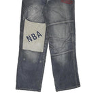 EONTO Mens Regular Fit Denim Blue W28 L29 Patchwork Zip Closure Jeans