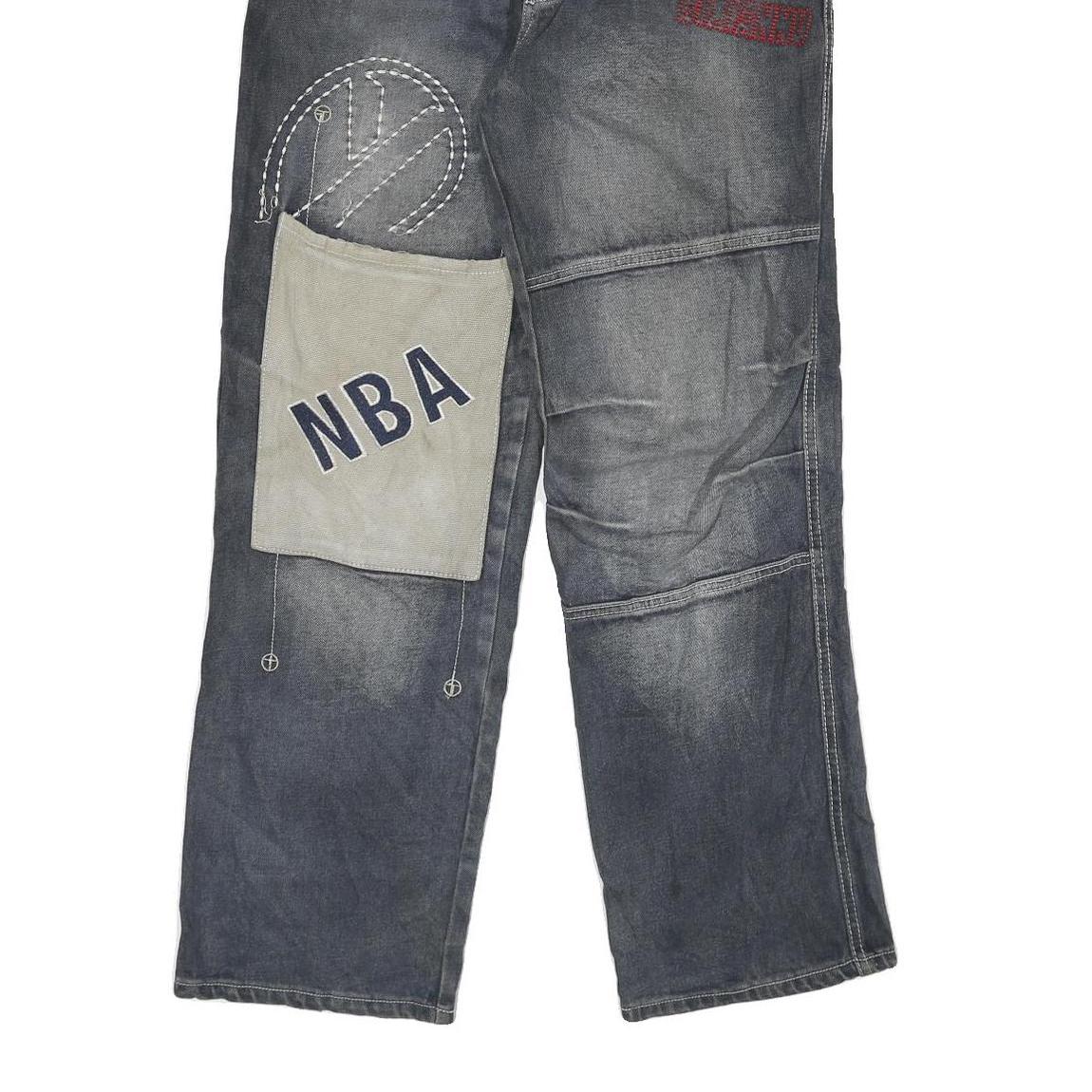 EONTO Mens Regular Fit Denim Blue W28 L29 Patchwork Zip Closure Jeans