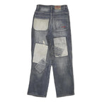 EONTO Mens Regular Fit Denim Blue W28 L29 Patchwork Zip Closure Jeans