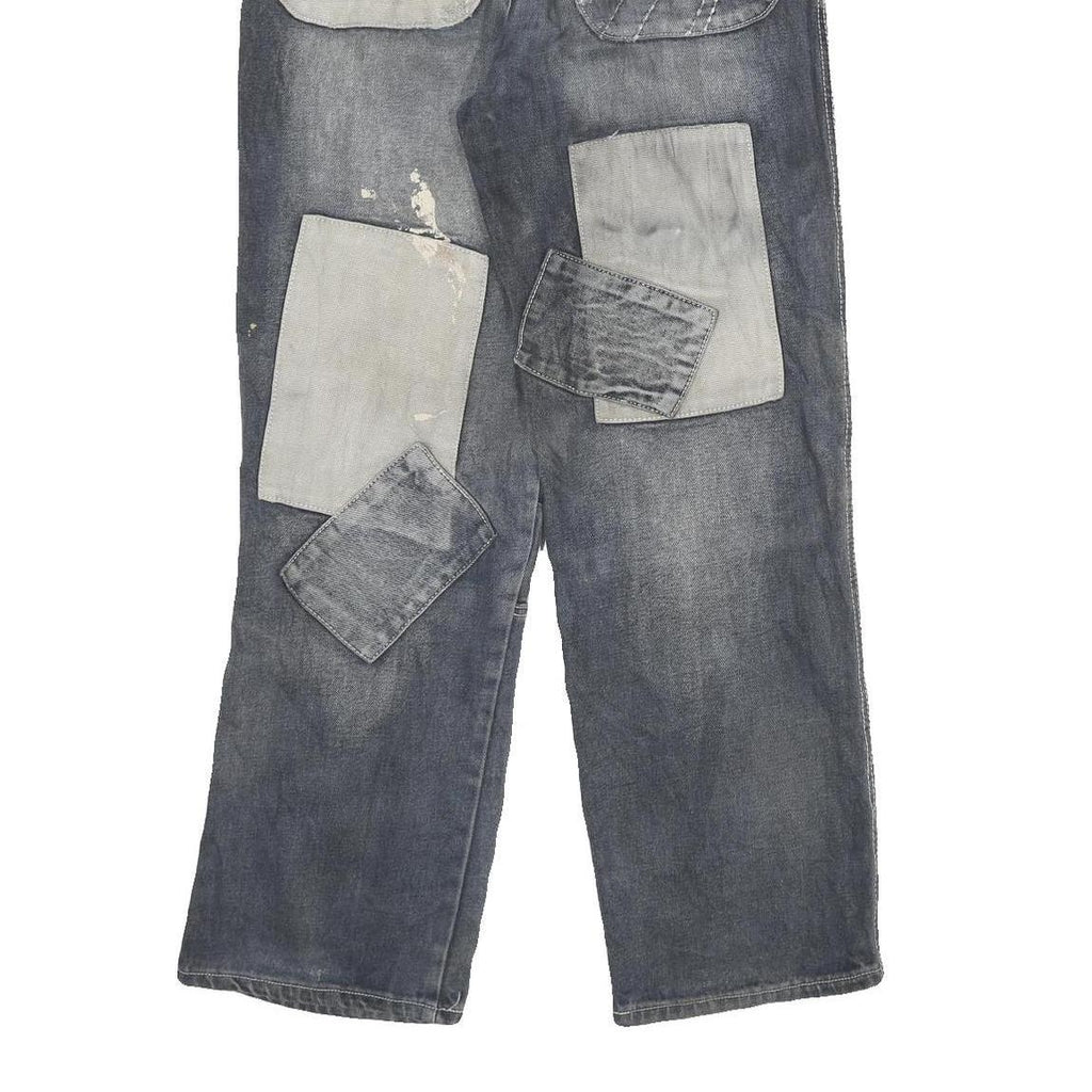 EONTO Mens Regular Fit Denim Blue W28 L29 Patchwork Zip Closure Jeans