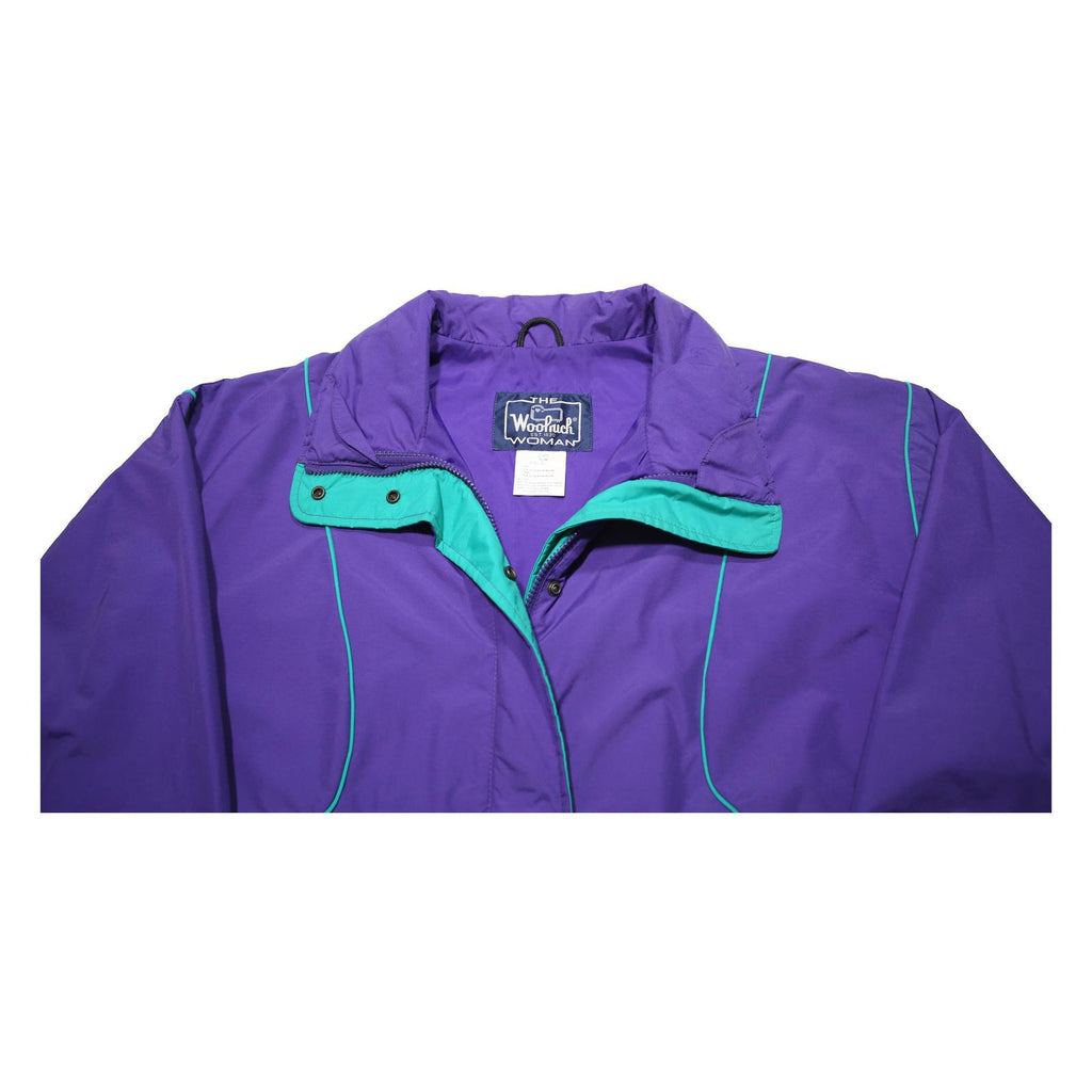 WOOLRICH Womens Purple & Teal Classic Nylon Jacket L Outerwear Zip Up Retro