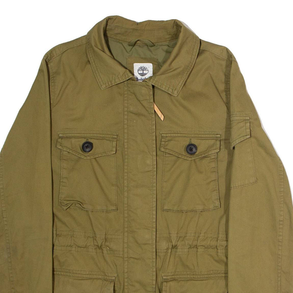 TIMBERLAND Womens Parka Jacket Green Twill S