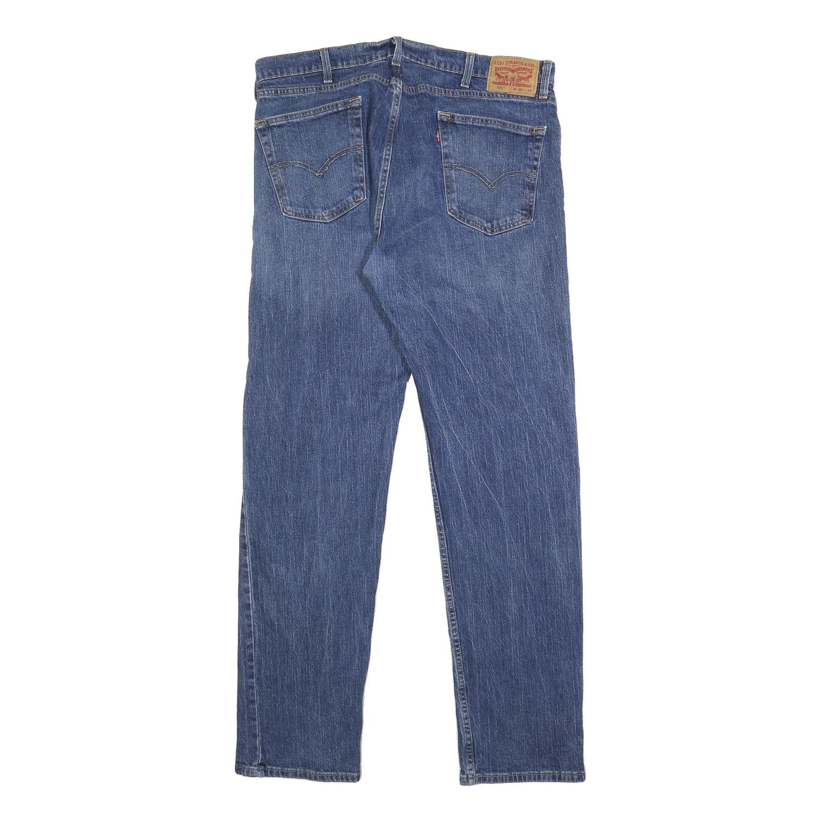 LEVI'S 505 Mens Jeans Blue Regular Straight Denim Medium W38 L34 Classic Fit Zip