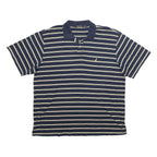 NAUTICA Mens Blue & Cream Striped Short Sleeve Polo Shirt XL Cotton Casual