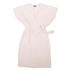 TOPSHOP Womens Cream Wrap Dress Polyester Blend Sleeveless Midi UK 10 Elegant