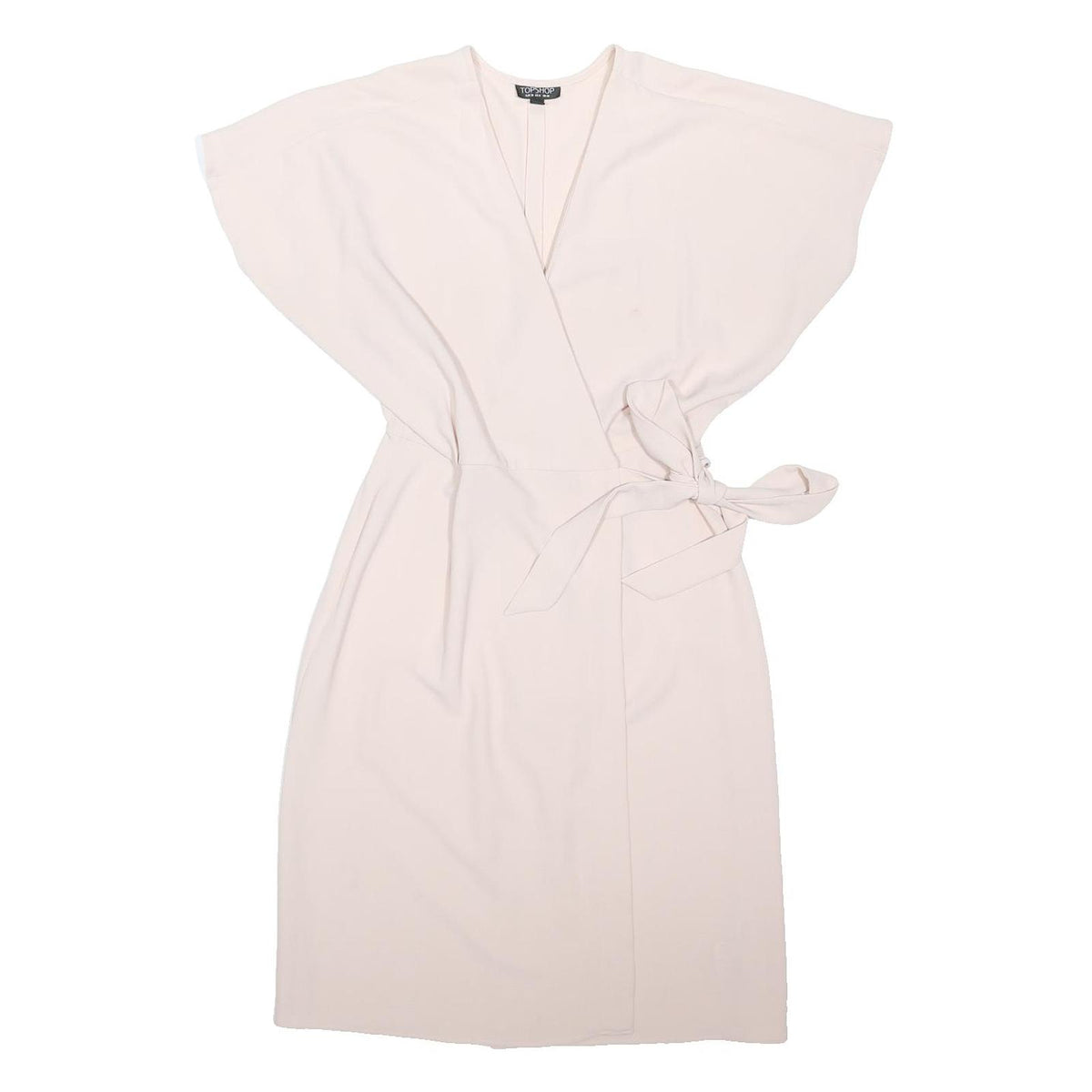 TOPSHOP Womens Cream Wrap Dress Polyester Blend Sleeveless Midi UK 10 Elegant