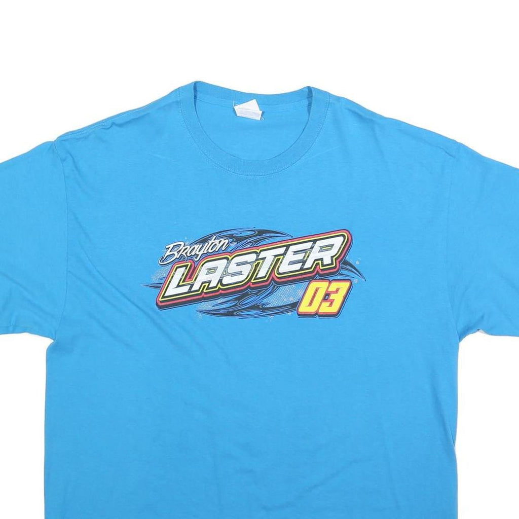 PORT & COMPANY Mens Blue Brayton Laster 03 Graphic T-Shirt XL Short Sleeve Crew