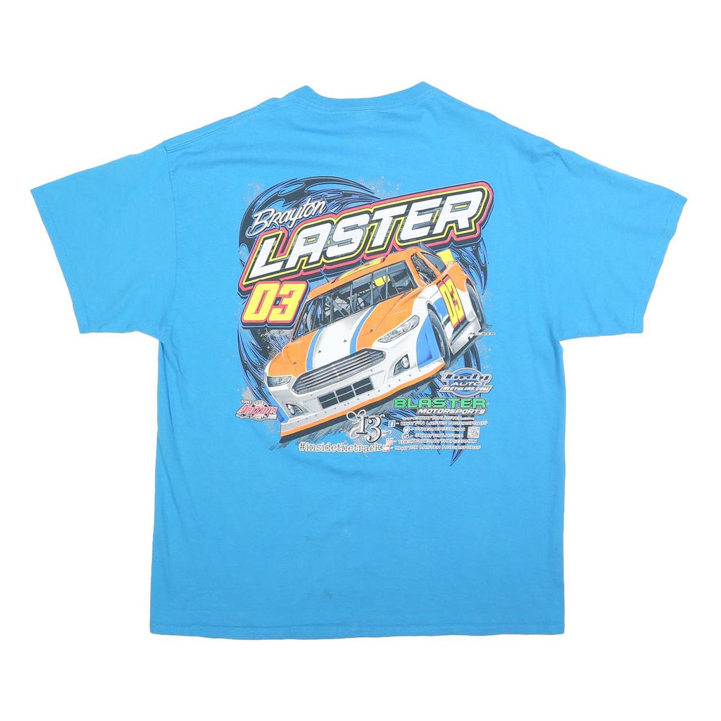 PORT & COMPANY Mens Blue Brayton Laster 03 Graphic T-Shirt XL Short Sleeve Crew