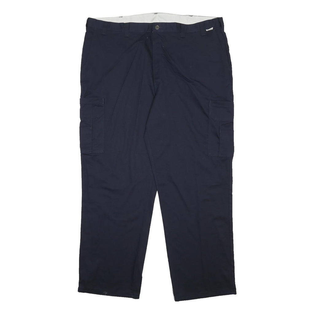 DICKIES Mens Cotton Blend Navy Regular Fit Straight Leg Trousers W36 L33 Zip