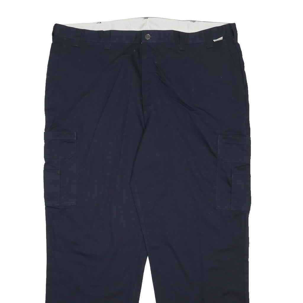 DICKIES Mens Cotton Blend Navy Regular Fit Straight Leg Trousers W36 L33 Zip