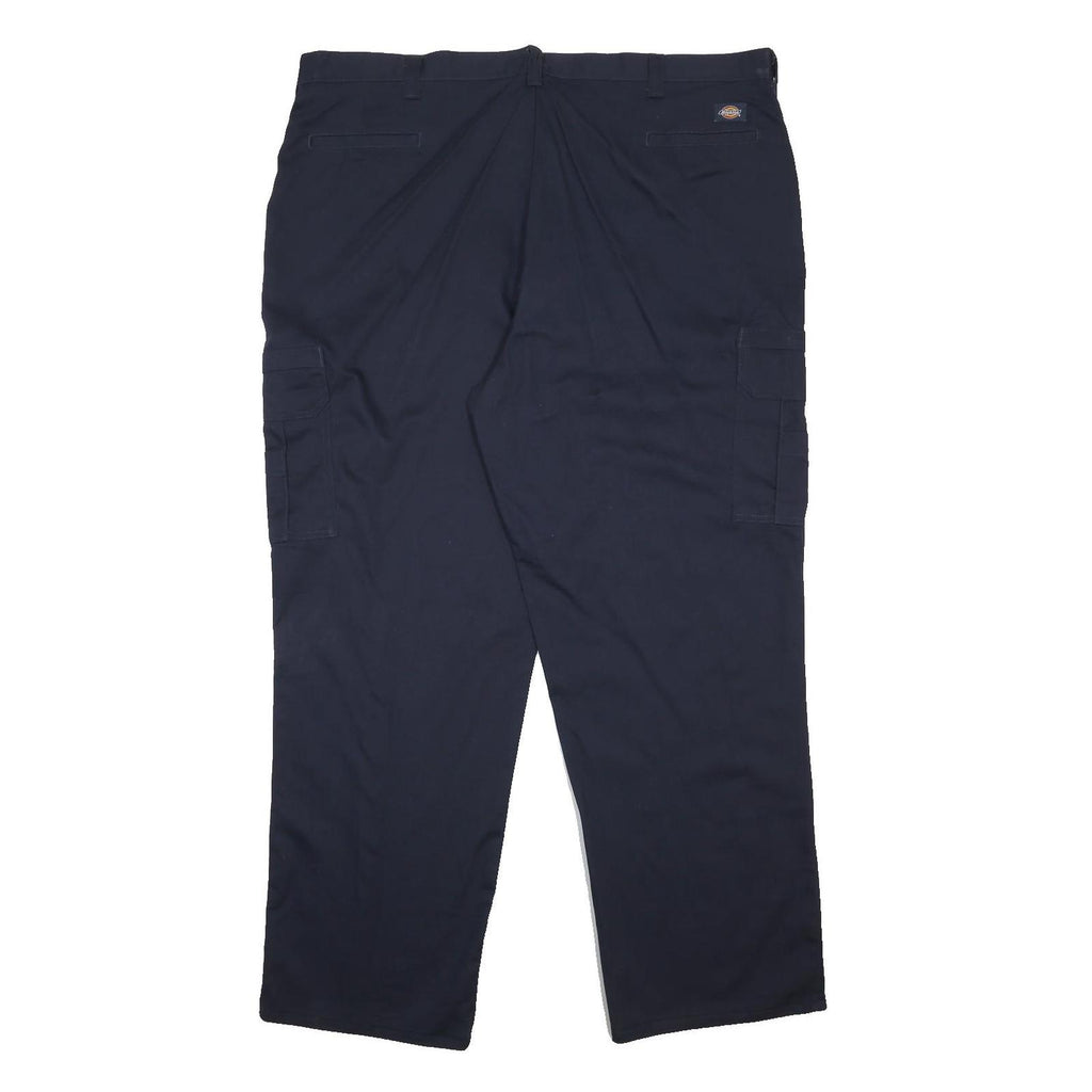 DICKIES Mens Cotton Blend Navy Regular Fit Straight Leg Trousers W36 L33 Zip