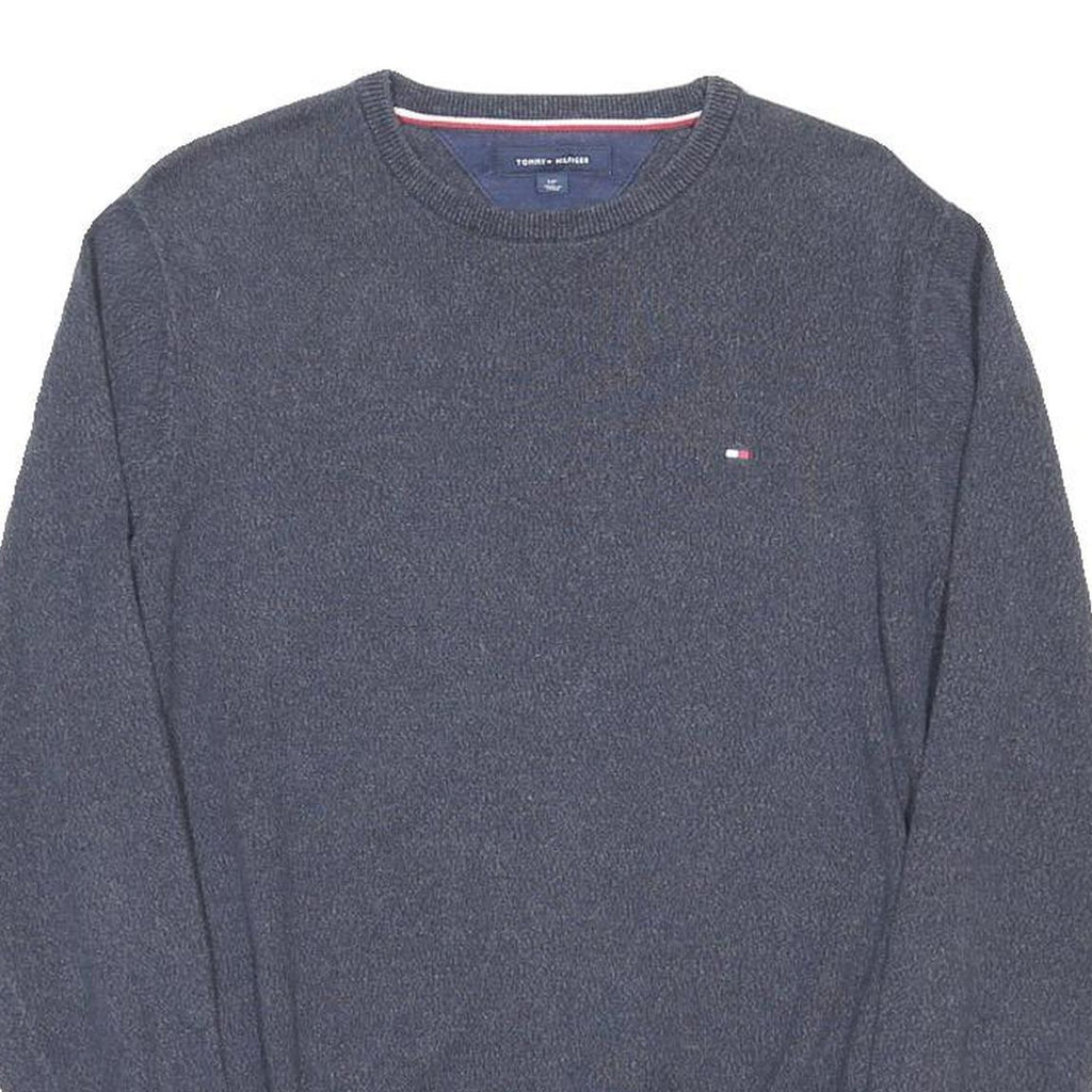 TOMMY HILFIGER Mens Blue Plain Crew Neck Basic Knit S Cotton Jumper Sweatshirt