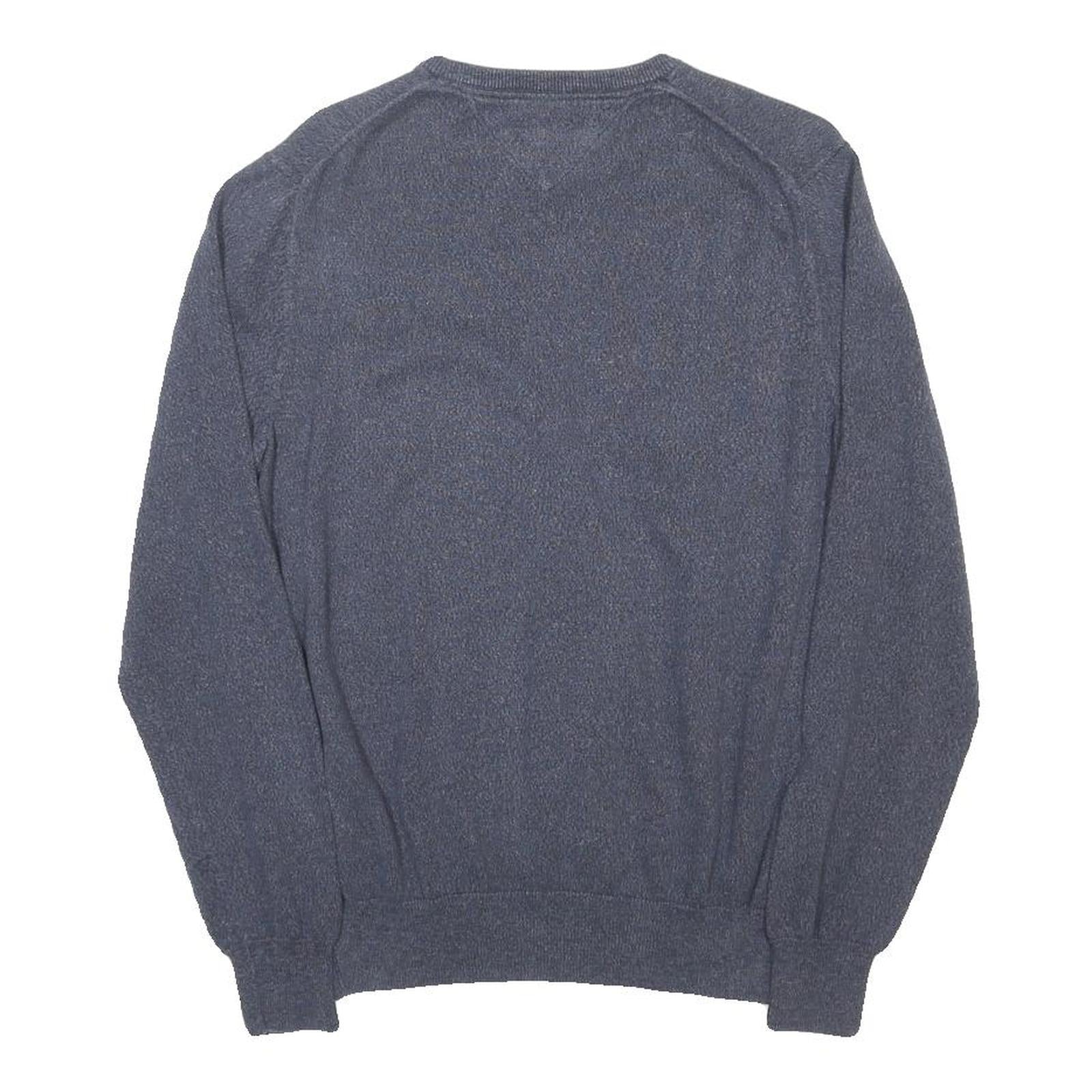 TOMMY HILFIGER Mens Blue Plain Crew Neck Basic Knit S Cotton Jumper Sweatshirt