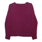 ST. JOHN'S BAY Womens Maroon Love Heart Patterned Cotton Blend Jumper Crew Neck