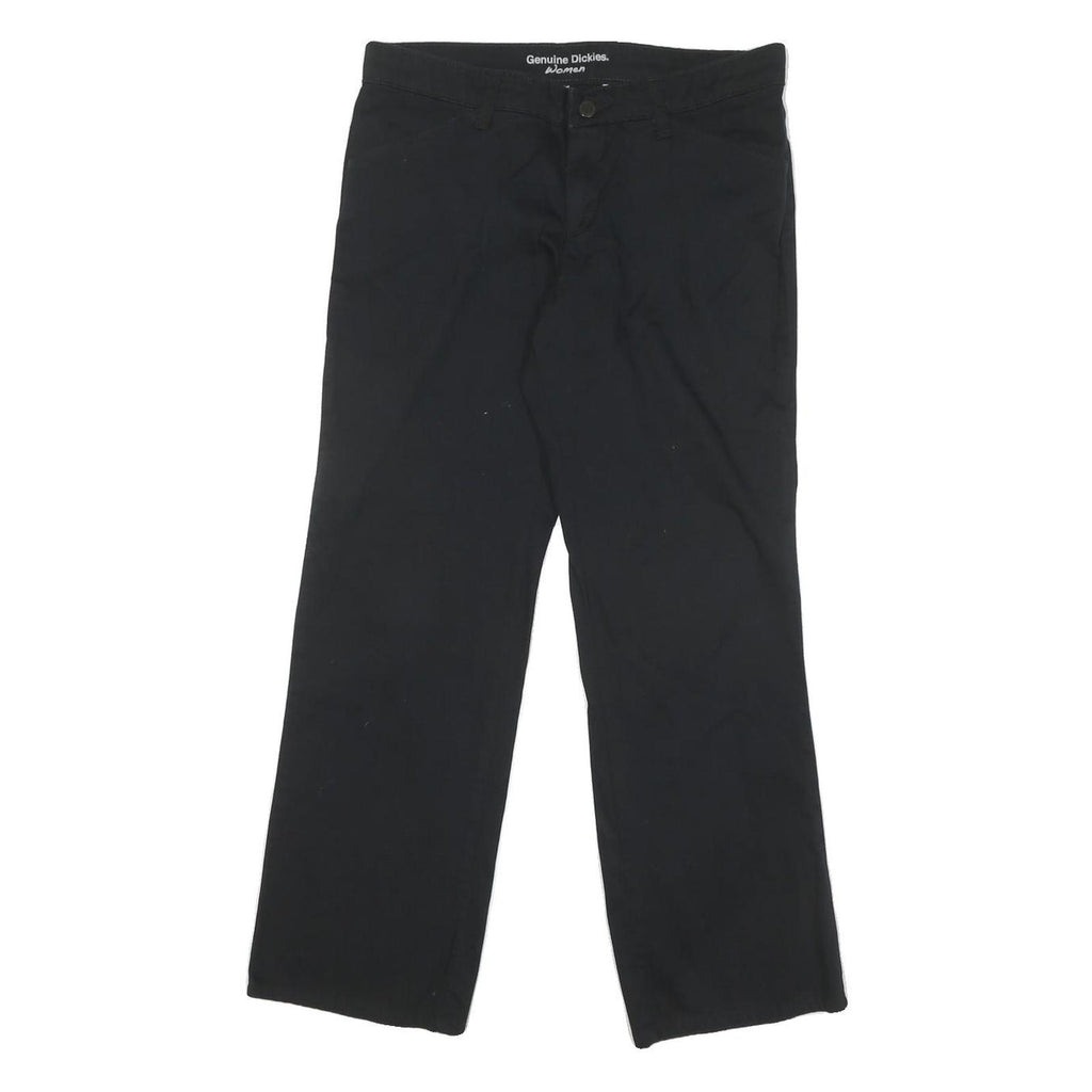 DICKIES Womens Cotton Blend Black Regular Fit Straight Leg Trousers W32 L28