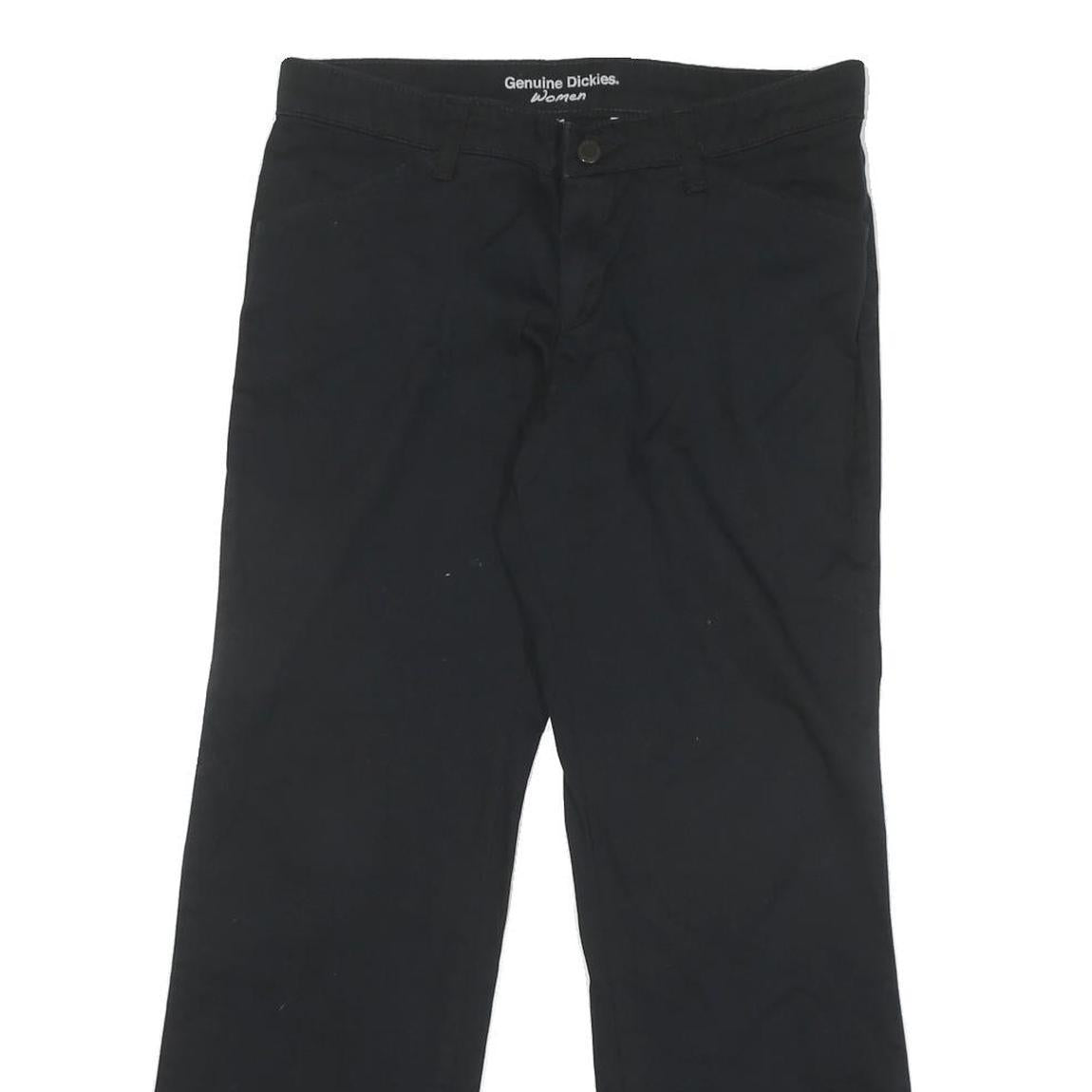 DICKIES Womens Cotton Blend Black Regular Fit Straight Leg Trousers W32 L28