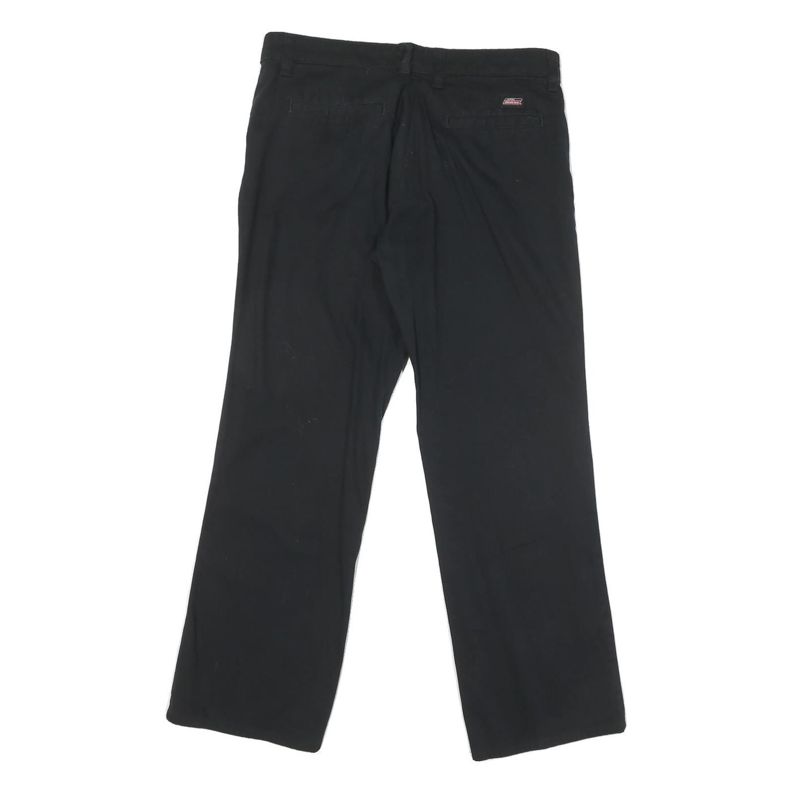 DICKIES Womens Cotton Blend Black Regular Fit Straight Leg Trousers W32 L28