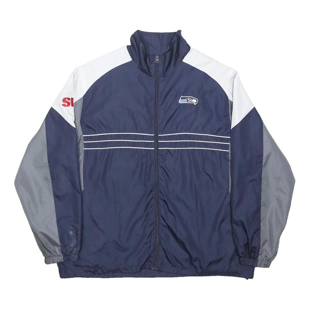 REEBOK Mens Navy Blue & Grey Sports Team Zip Jacket XL Polyester Track