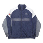 REEBOK Mens Navy Blue & Grey Sports Team Zip Jacket XL Polyester Track