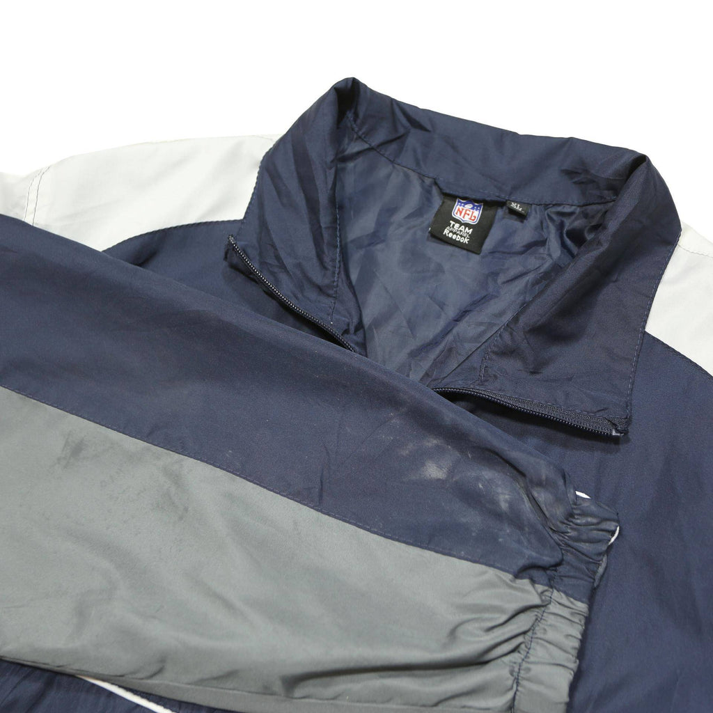 REEBOK Mens Navy Blue & Grey Sports Team Zip Jacket XL Polyester Track
