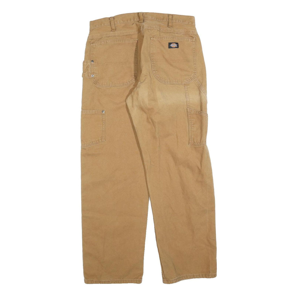 DICKIES Mens Regular Fit Beige Denim Jeans W34 L30 Workwear Straight Cotton