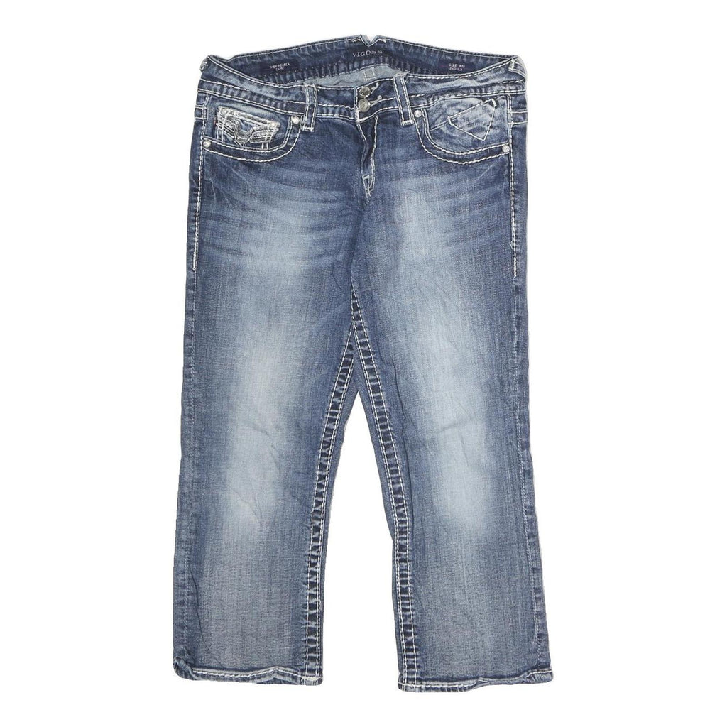 VIGOSS Womens Jeans Blue Regular Straight Denim Light W34 L24 Embroidered