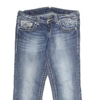 VIGOSS Womens Jeans Blue Regular Straight Denim Light W34 L24 Embroidered